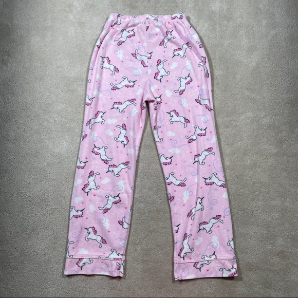 Fuzzy Unicorn Pink Pajama PJ Sleep Pants Shirt Set Cozy Warm Winter - Picture 7 of 12